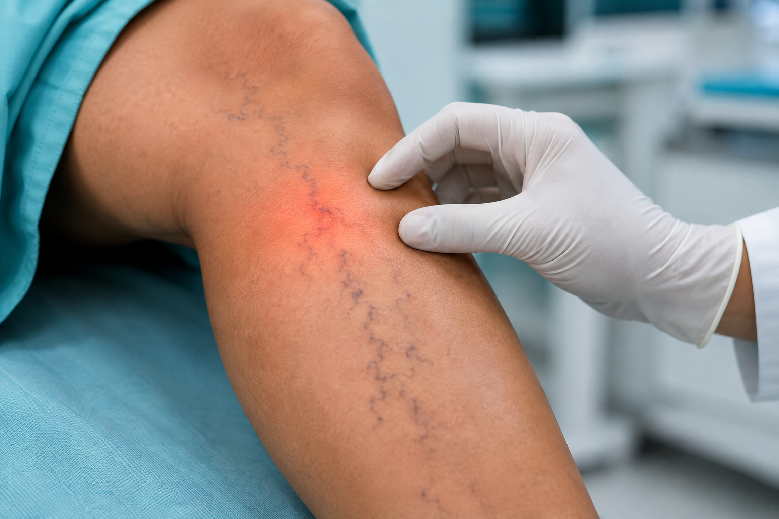 Educational illustration for varicose veins assessment and treatment discussion in Kompally